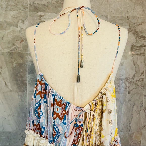 Free People Ivory Combo Bellini Patchwork Peplum Tank Top - Picture 7 of 9